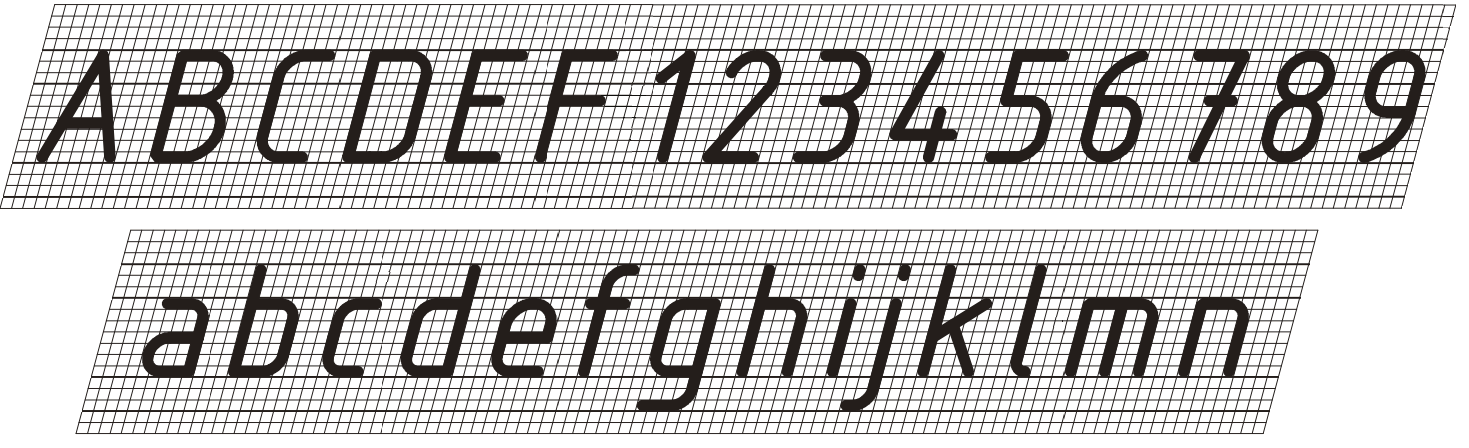 1.4. Pismo techniczne Określone przez normy wartości wysokości pisma h wynoszą: 1,8; 2,5; 3,5; 5; 7; 10; 14; 20 [mm].