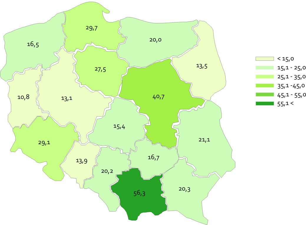 S t r o n a 59 Rysunek 8. Średnia liczba zwiedzających muzea wraz z oddziałami przypadająca na 1 placówkę w 2010 roku (w tys.) Źródło: Opracowanie własne na potrzeby badania. Wykres 34.
