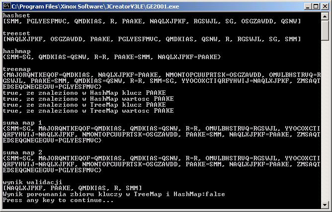 public static void main(string args[]) { wypelnij3(5);wypelnij3(5); wypelnij4(10);wypelnij4(10); System.out.println("\nhashset\n"+hashset.toString()); System.out.println("\ntreeset\n"+treeset.