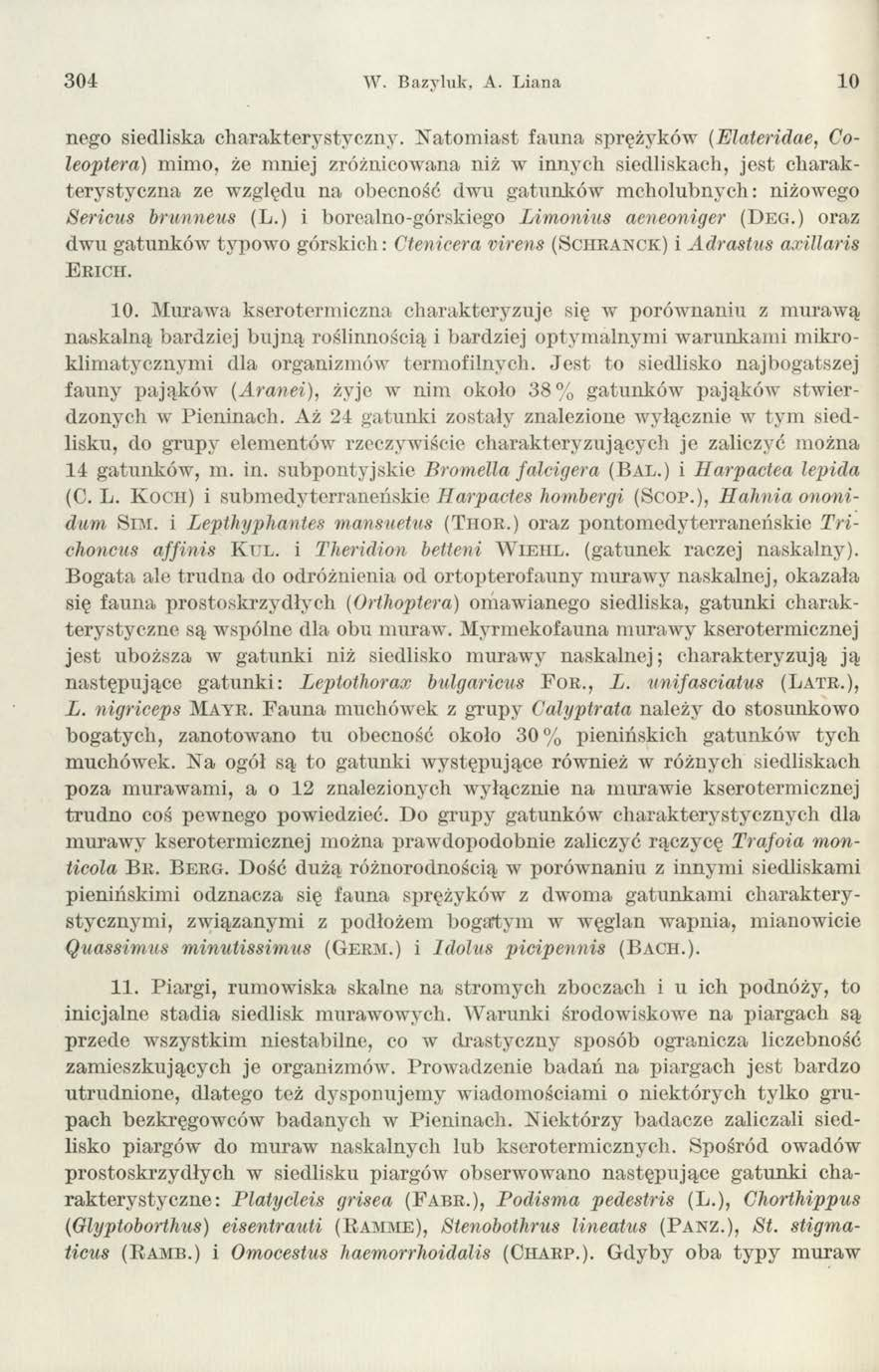 3 0 4 W. Bazy luk, A. L iana 10 nego siedliska ch a rak terystyczn y.