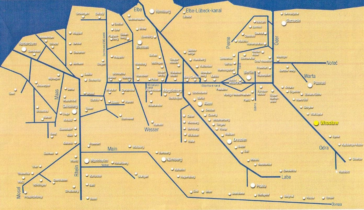 Drogi wodne Europy - schemat Rozwój obszarów metropolitalnych Postaramy się pokazać