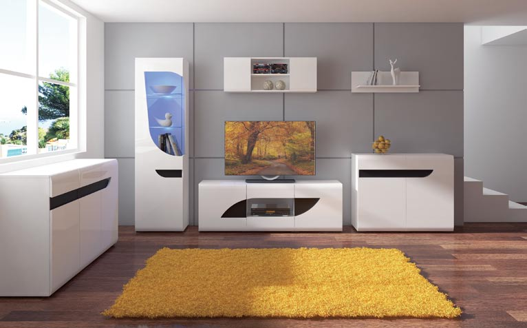 BRYZA System modułowy składa się z 19 elementów / Module system consists of 19 components Meble do samodzielnego montażu / Ready-to-assemble furniture Kolor korpusu: biały Body colour: white