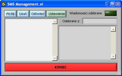 4.4. Wiadomości SMS Aby odczytać wiadomości alarmowe wysyłane z mierników zapylenia powietrza AMIZ 2004G naleŝy w menu wybrać Ustawienia -> Wiadomosci SMS.