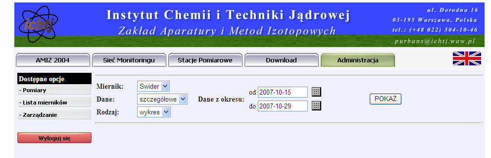 Więcej informacji (dotyczących uŝytkowanych mierników) jest dostępnych po zalogowaniu się do serwisu.