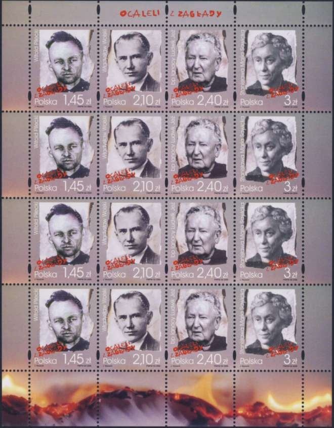 R O Z M A I T O Ś C I OCALELI Z ZAGŁADY Arkusz sprzedażny znaczków nr 4258+4259+4260+4261 wprowadzonych do obiegu 30. 01. 2009 r. w nakładzie po 400.000 sztuk (100.000 arkuszy sprzedażnych).