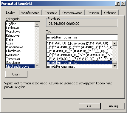 Formatowanie komórek Przed wprowadzeniem wyŝej wymienionych formuł funkcji czasu naleŝy wcześniej sformatować odpowiednio komórki w arkuszu ObliczenieZmian w naszym przykładzie komórki C1, C2, C3