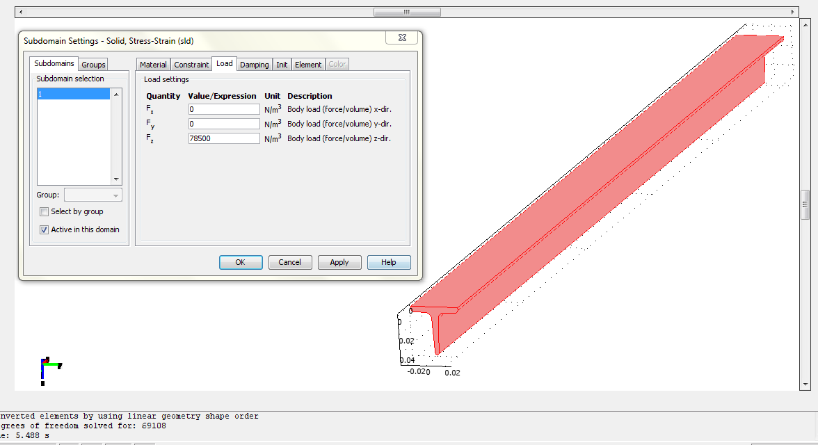 Obliczenia dla dwuteownika 1.3 Analiza w programie Comsol Multiphysics 3.