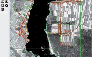 Orthophotomap with the overlay map of land use around the water reservoir Domaniów.