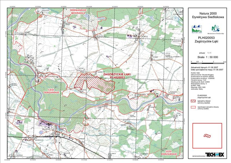 Dziennik Urzędowy Województwa Dolnośląskiego 5 Poz. 6245 Mapa obszaru Zagórzyckie Łąki PLH020053.