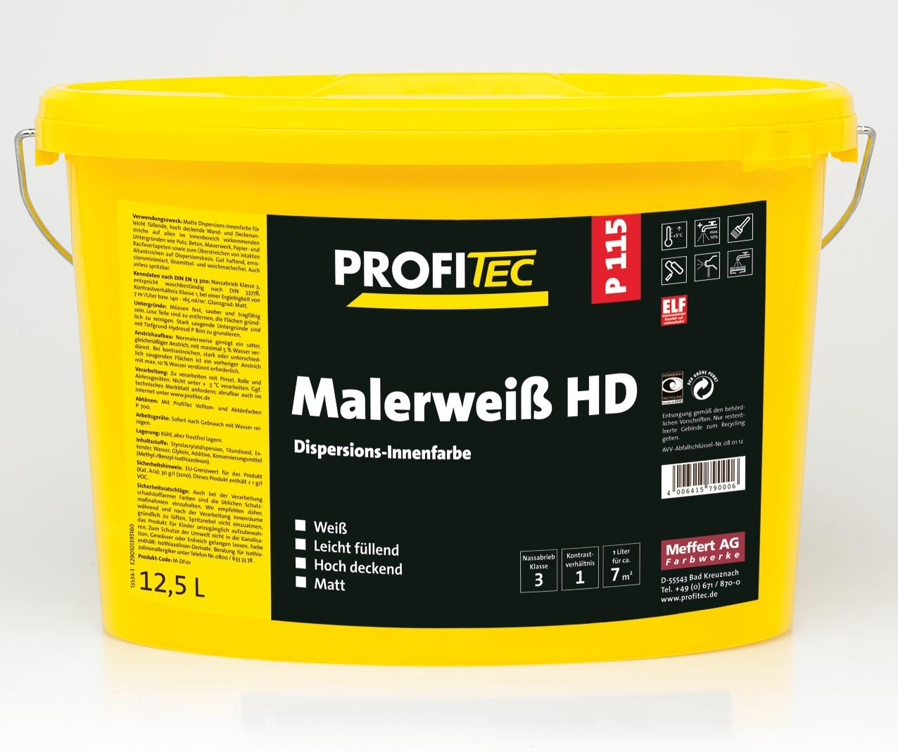 Malerweiß HD P 115 Profesjonalna farba o wysokiej wydajności do stosowania wewnątrz Opis produktu Zakres zastosowania Wydajna farba dyspersyjna do stosowania wewnątrz, szczególnie nadaje się