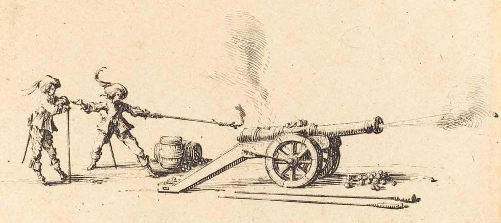 Ten rysunek pokazuje inny sposób zamiany ciepła na energię mechaniczną. Działo (armata) powstało około 1400 lat po bani Herona.
