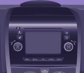 Konfiguracja pojazdu Ten przycisk panelu umożliwia dostęp do menu "Ustawienia". Ten przycisk na ekranie umożliwia przejście w górę menu albo zwiększenie wartości.