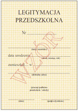 WZÓR NR 12 (2) LEGITYMACJA PRZEDSZKOLNA DLA DZIECKA NIEPEŁNOSPRAWNEGO do 16, 26 WZÓR