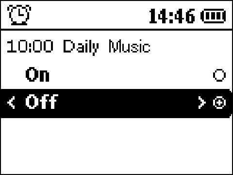 1. Aby włączyć alarm, przejdź do opcji Alarm na ekranie menu