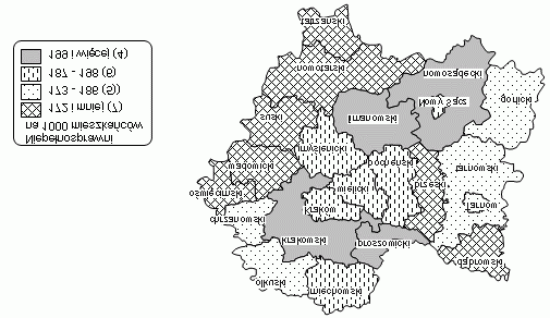 Jak wynika z powyższego zestawienia, powiat myślenicki należy do przodujących w liczebności osób niepełnosprawnych. Na tysiąc mieszkańców przypadają 193 osoby takie osoby.