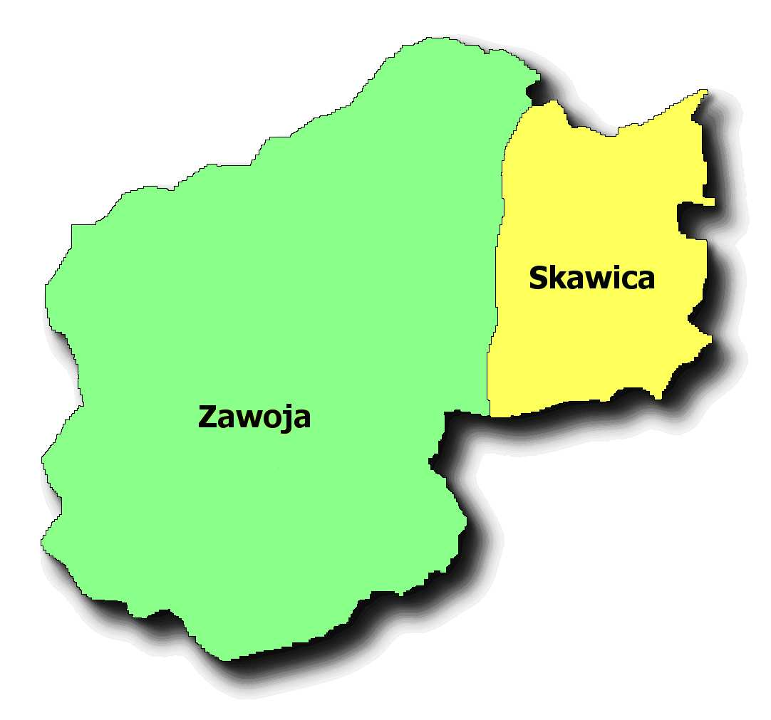 Rysunek 4 Gmina Zawoja z podziałem na miejscowości.