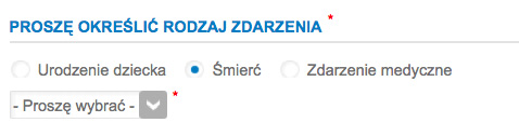 2.2. Zgłoszenie na formularzu śmierć Formularz zgłoszenia przeprowadzi przez 4 zakładki. Rysunek 18. Zgłoszenie sprawy A.
