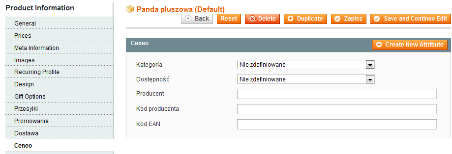 Produkty Ceneo Produkty będące w sklepie są automatycznie użyte do utworzenia pliku.
