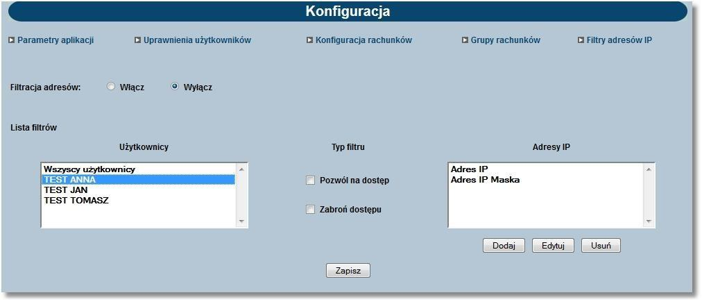 1. Klienci korporacyjni 1.1. def3000/ceb Dla każdego Klienta korporacyjnego, do którego przypisany jest użytkownik, wykonana jest weryfikacja adresu IP zgodnie z filtrami skonfigurowanymi dla danego Klienta korporacyjnego.