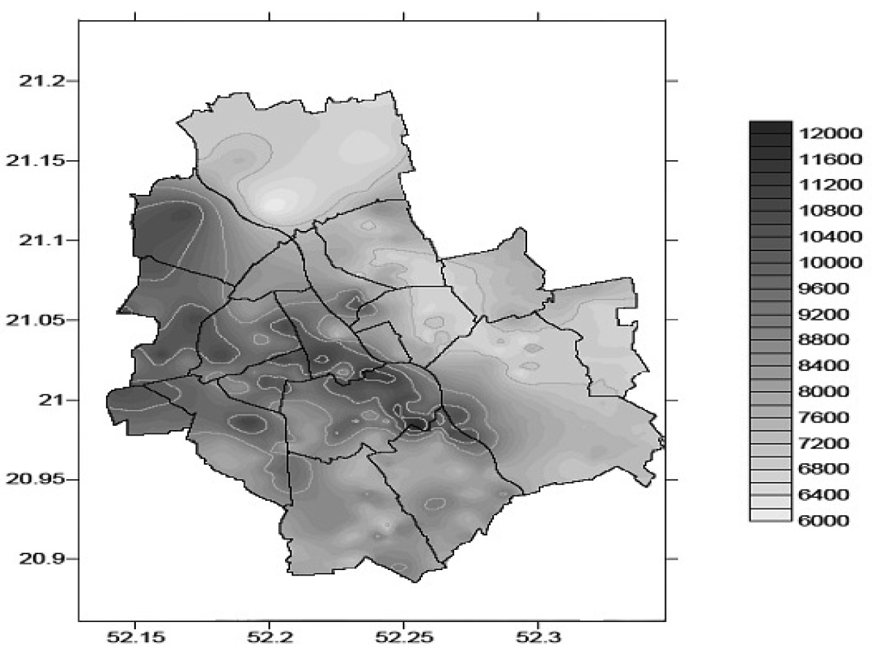 Ordinary kriging i inverse distance weighting jako metody szacowania cen... 269 Rys. 3.