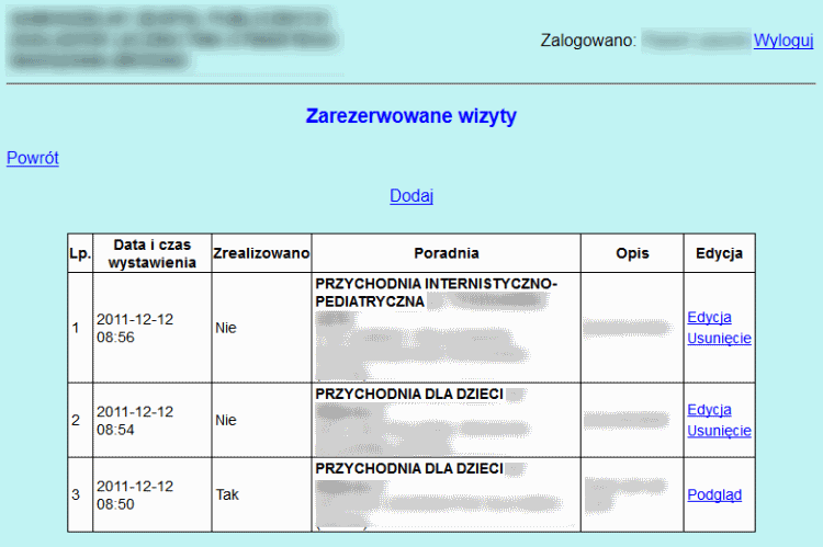 E-Recepty W systemie można dodawać zamówienia na recepty. Służy do tego link Zamówienia na receptę na ekranie głównym.