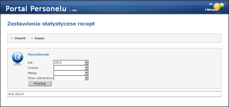 44 Portal Personelu Medycznego 3143 Zestawienie statystyczne recept Zestawienie statystyczne recept umożliwia lekarzowi podgląd i kontrolę własnej