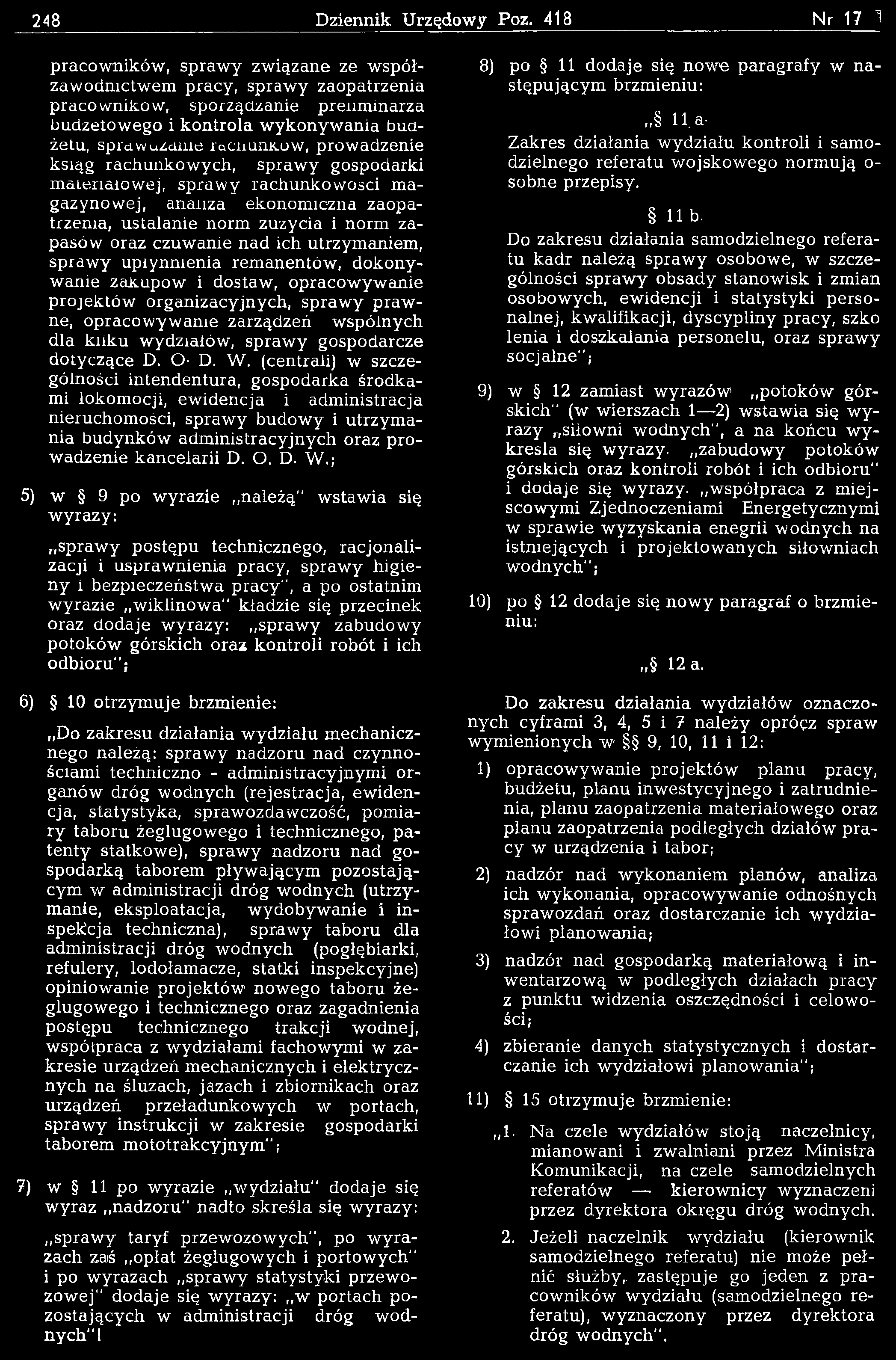 kilku wydziałów, spraw y gospodarcze dotyczące D. O- D. W.