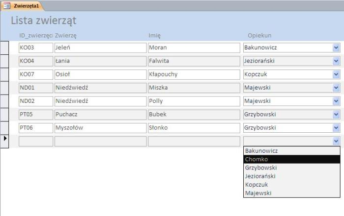 S t r o n a 9 Form with Subform A combo box lets you go back to another table in the direction of the external key to the primary key.