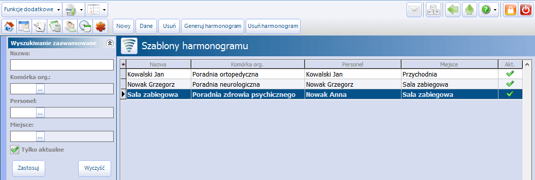 Szablony harmonogramu pracy Rozdział Szablony harmonogramu pracy 4 Ścieżka: Zarządzanie > Terminarz > Szablony harmonogramu Szablon harmonogramu jest traktowany jako wzór, na podstawie którego w