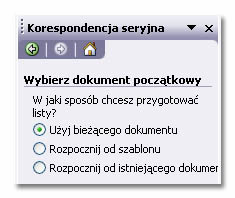 W tym kroku zaznacz opcję Użyj dokumentu bieżącego, aby przygotwać korespondencję seryjną