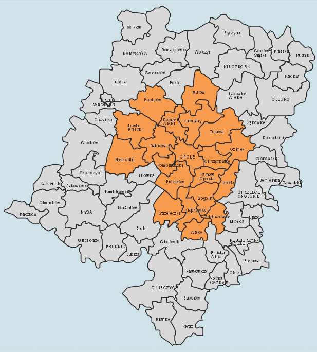 Walce 69 Walce 5622 Turawa 56 Zdzieszowice 57 Muró 5573 Popieló 47 Komprachcice* 56 Izbicko 5418 Muró 35 Aglomeracja 2289 Aglomeracja 333989 Aglomeracja 146 Woje ództ o 9412 Woje ództ o 1010203 Woje