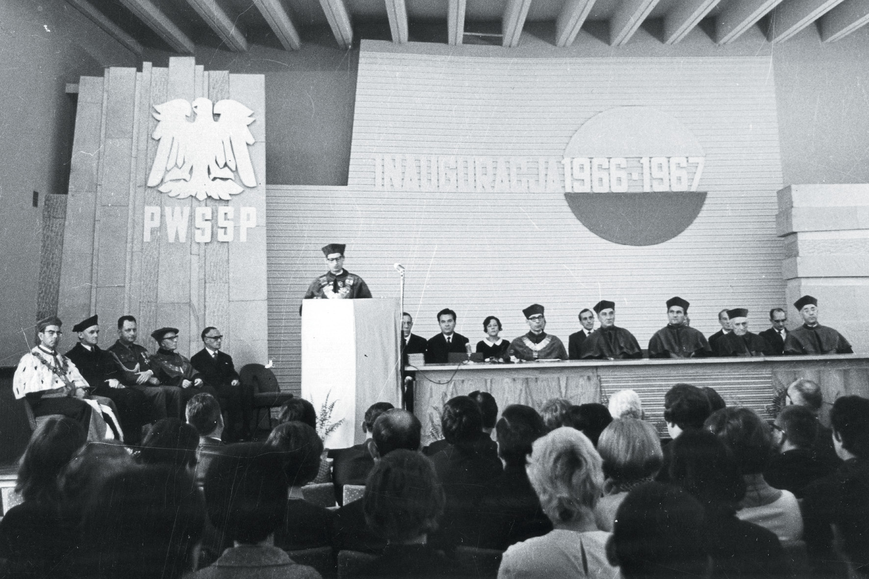Łodzi October 1966, inauguration of the academic year 1966 1967, auditorium of the School of