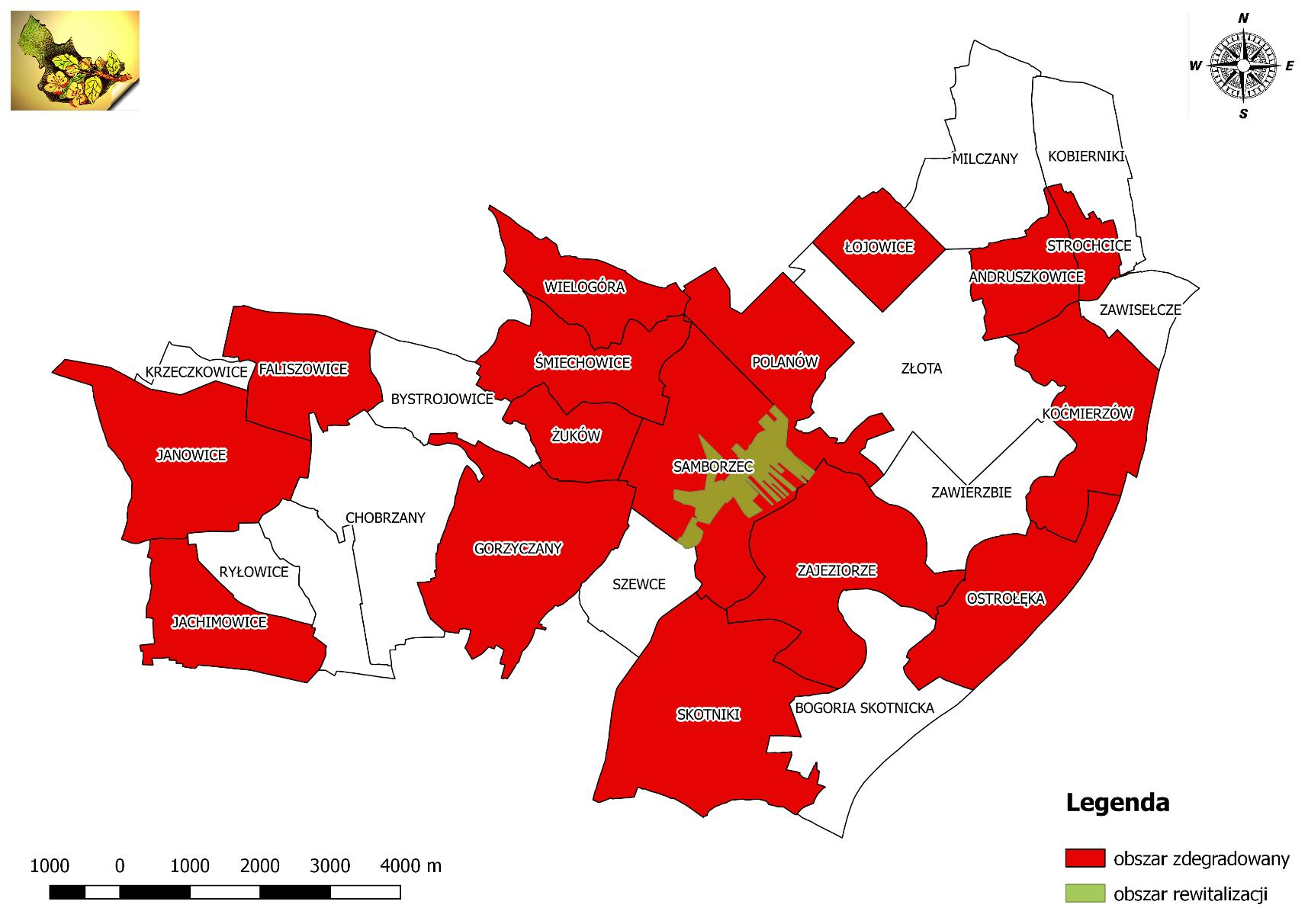 Mapa 1 Lokalizacja obszaru rewitalizacji na tle obszaru