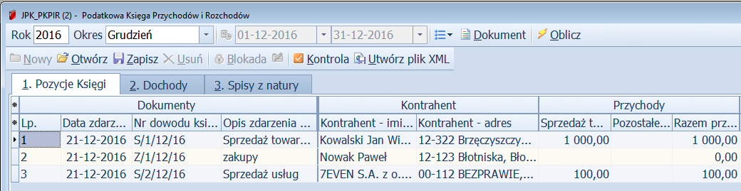 JPK PKPIR Podatkowa Księga Przychodów i Rozchodów Raport JPK PKPIR można wygenerować wyłącznie z programu Sz@rk KE PRO.