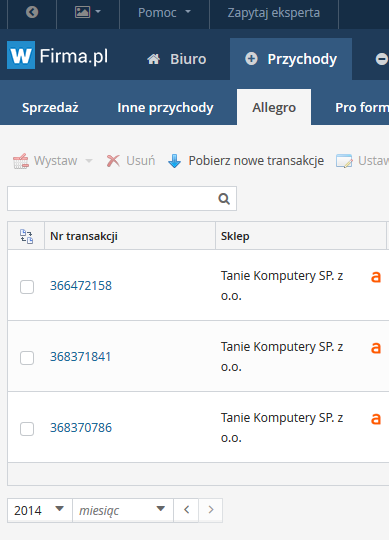 Jak wystawiać dokumenty sprzedażowe? Do listy wszystkich aukcji w systemie bardzo łatwo można wystawić dokumenty sprzedaży zaznaczając aukcję i wybierając odpowiednią opcję z menu Wystaw.