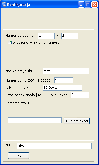 Numer portu COM (RS232) - numer portu komunikacyjnego przez który następuje komunikacja z jednostką centralną. W przypadku programu CSMPulpitW naleŝy podać sam numer portu 1,2.