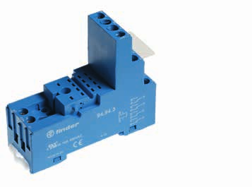 SERIA 94 Gniazda i akcesoria dla przekaźników Serii SERIA 94.94.3 Gniazdo z zaciskami śrubowymi (zacisk koszyczkowy) montaż na panel lub szynę DIN 35 mm 94.92.3 (niebieski) 94.92.30 (czarny) 94.94.3 (niebieski) 94.94.30 (czarny) Typ przekaźnika.