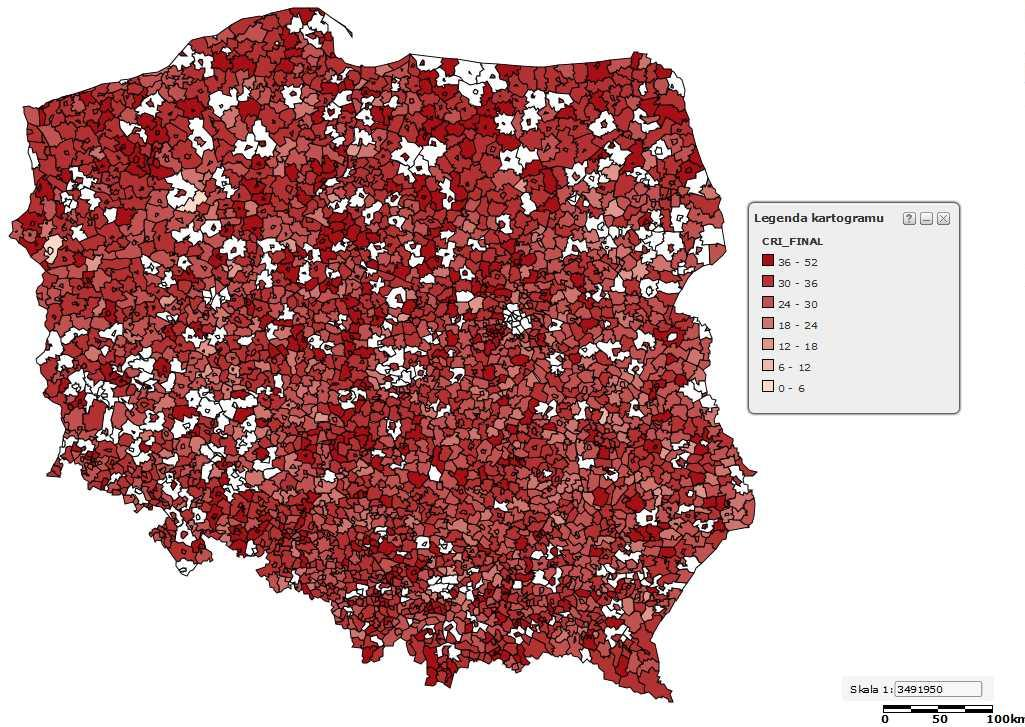 BRN dla gmin najważniejszych zlecających (2010-2015) Przeciętny wynik BRN gmin (wraz z podległymi im jednostkami to 0,32 p.) Nieco wyższy BRN gmin miejskich i m.n.p. 0,33 p.