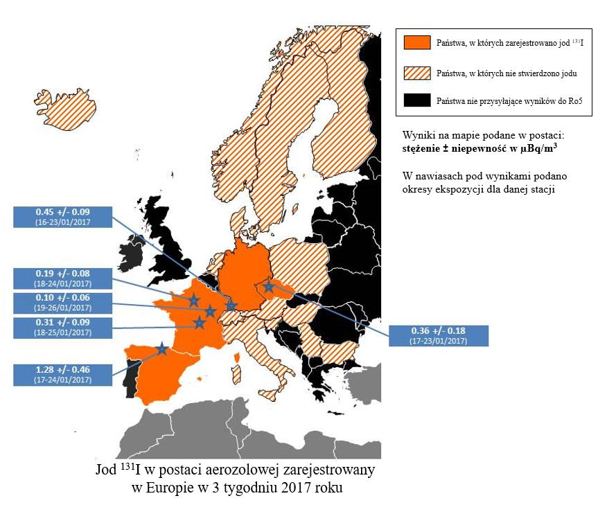 TYDZIEŃ 3: W trzecim tygodniu roku masy powietrza zawierające promieniotwórczy jod 131 I przesunęły się na zachód naszego kontynentu i objęły swoim zasięgiem Czechy, Niemcy, Francję i Hiszpanię.