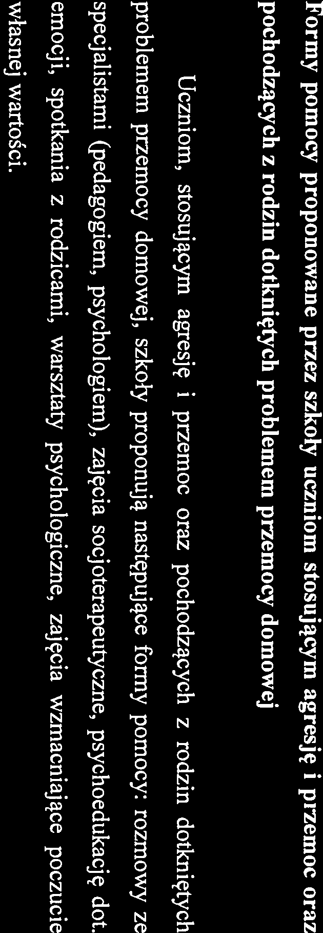 Obejmują one realizację programów takich jak:,bezpieczna Szkoła, Cisza, zajęcia socj oterapeutyczne, zajęcia dotyczące przeciwdziałaniu agresji, warsztaty prowadzone przez osoby z zewnątrz, rozmowy z