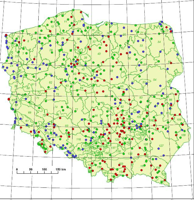 JCWPd 55 Mapa 7 Położenie średniego poziomu wód podziemnych w IV kwartale
