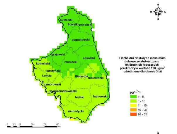Mapa 9 Mapa modelowania ozonu (okres