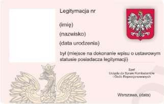 Rewers legitymacji 1. Tło w kolorze jasnokremowym. 2. W lewym górnym rogu znajduje się miejsce przeznaczone na umieszczenie zdjęcia posiadacza legitymacji. 3.