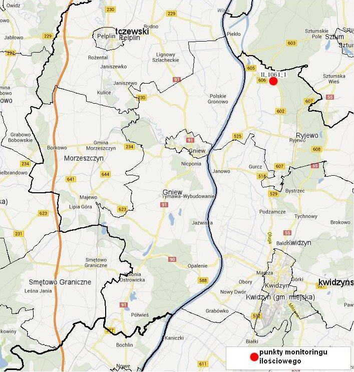 Green Key Aktualizacja Programu Ochrony Środowiska dla gminy Gniew Ryc. 15. Położenie punktów monitoringu ilościowego w pobliżu gminy Gniew Źródło: spdpsh.pgi.gov.