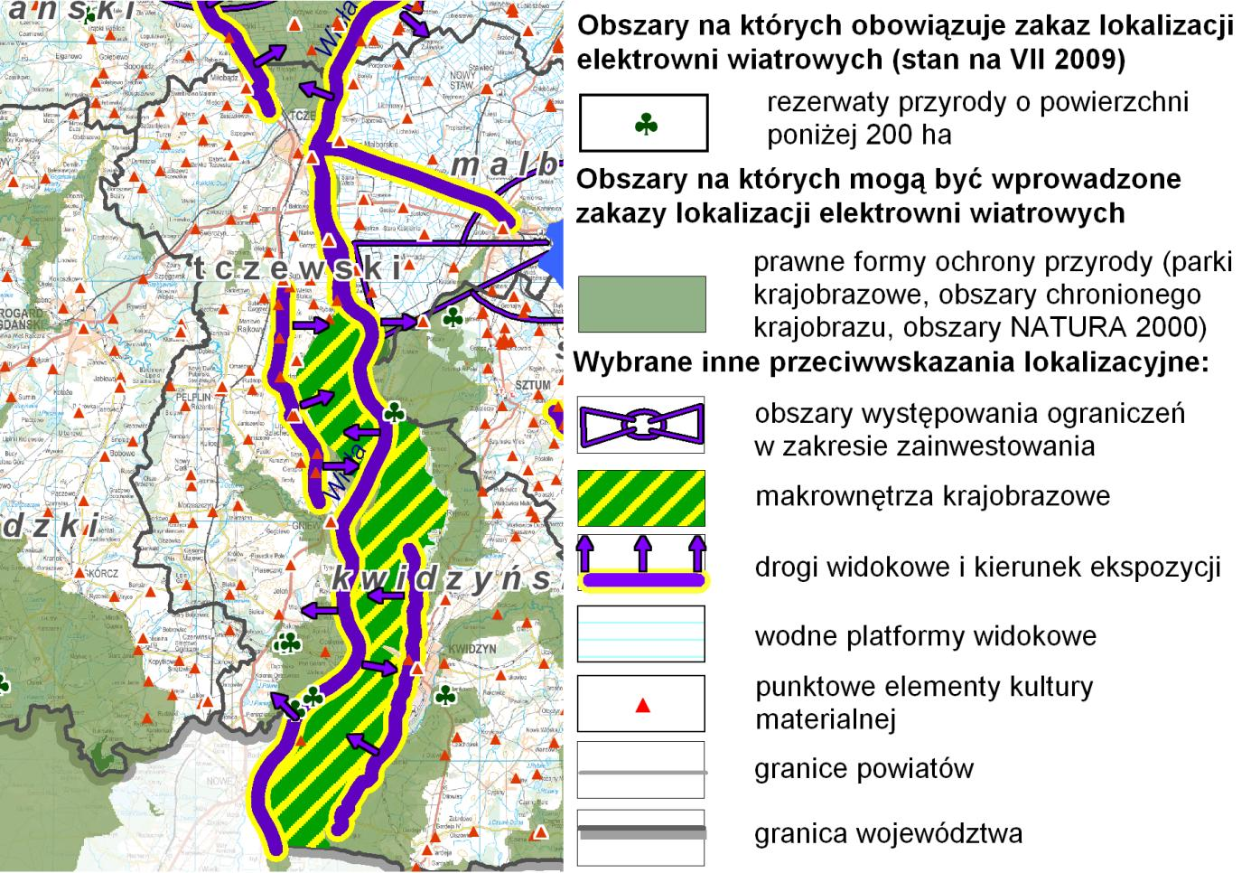 Green Key Aktualizacja Programu Ochrony Środowiska dla gminy Gniew Ryc. 29. Obszary z ograniczeniami możliwości lokalizacji elektrowni wiatrowych Źródło: midwig.pomorskie.eu/atlas_ochrona_przyrody.