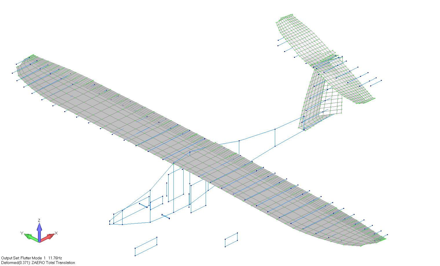 Flutter mode of MP-02 Czajka (fluter modes are similar, but critital speeds different)