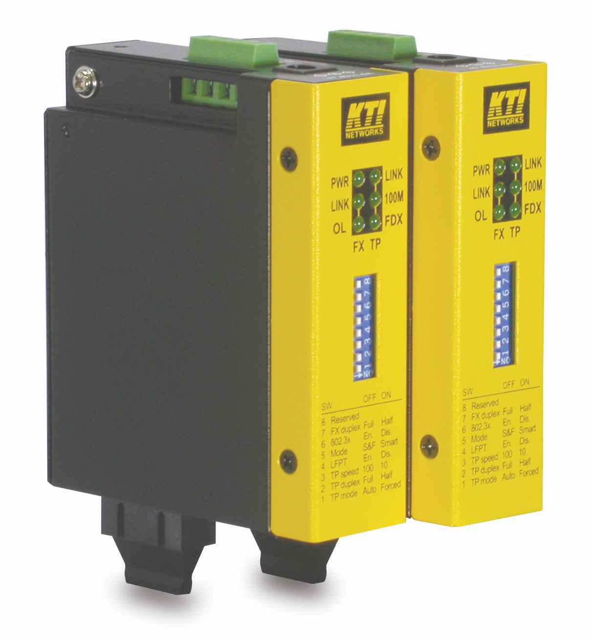 Przemysłowy konwerter mediów 10/100Base-TX do 100Base-FX Seria KCD-300 Seria konwerterów mediów KCD-300 zapewnia przemysłową wydajność konwersji sygnału z kabla