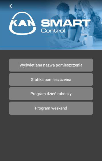 MENU pomieszczenia: Wyświetlana nazwa pomieszczenia możemy zmienić nazwę pomieszczenia, która będzie widoczna tylko w naszej aplikacji (każdy z użytkowników aplikacji może indywidualnie na własnym
