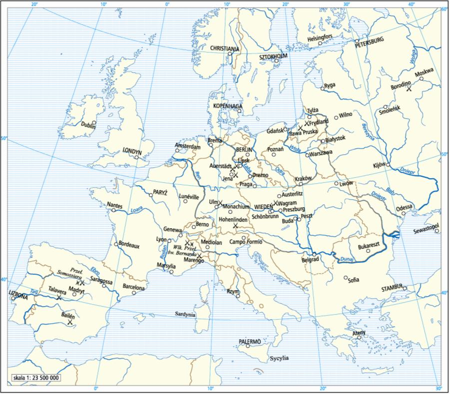 Zadanie 19. (0 1) Przyjrzyj się mapie i zaznacz właściwe dokooczenie zdania. Prezentowana mapa przedstawia Europę A. w 1772 r. B. w 1790 r. C.