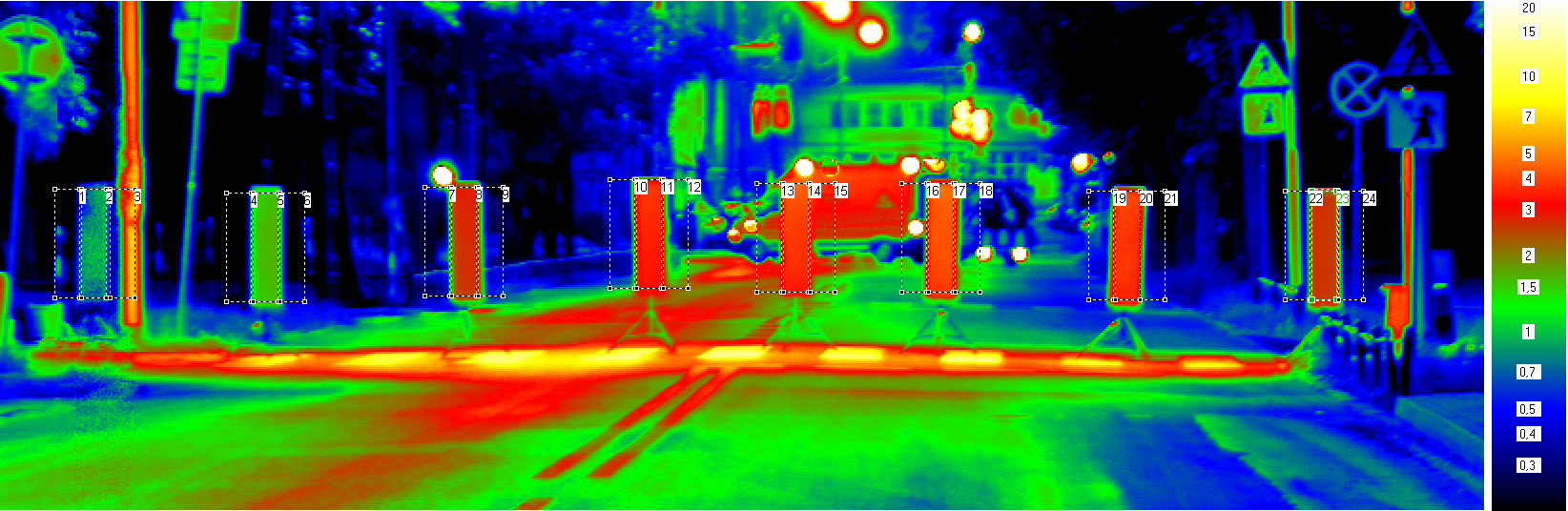 Widok i wymiary obiektu testowego oraz współczynnik odbicia (materiał o charakterze odbicia zbliżonym do Lambertowskiego) podano na rysunku 9. Rys.